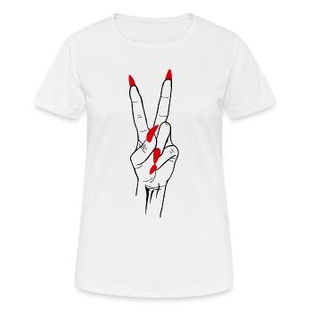 Signe de la main de la paix de la victoire - T-shirt respirant Femme - blanc - Devant - AI Model Female 172 dark (172cm)