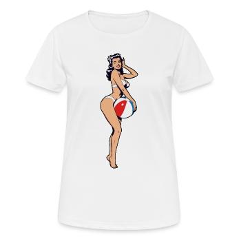 Pin-up-Strandball-Druck - Frauen T-Shirt atmungsaktiv - Weiß - Vorne - AI Model Female 172 dark (172cm)