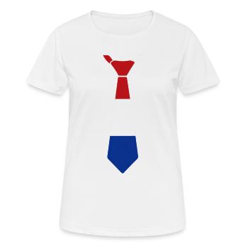 Cravate tricolore en rouge, blanc, bleu - T-shirt respirant Femme - blanc - Devant - AI Model Female 172 dark (172cm)