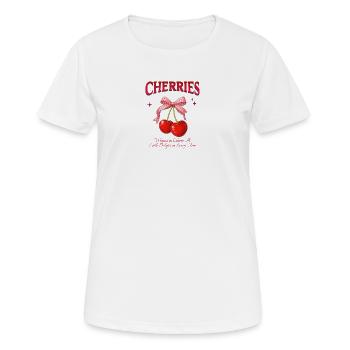 Cherries Bow Charm Design - Frauen T-Shirt atmungsaktiv - Weiß - Vorne - AI Model Female 172 dark (172cm)