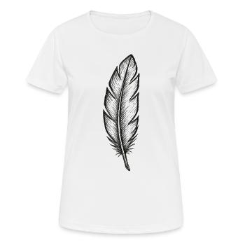 Black feather in night light - Women's Breathable T-Shirt - white - Front - AI Model Female 172 dark (172cm)