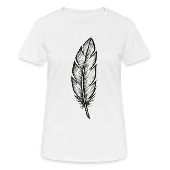 Black glitter feather with texture - Women's Breathable T-Shirt - white - Front - AI Model Female 172 dark (172cm)