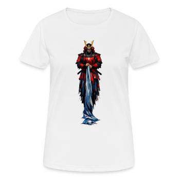 Manteau de Samouraï Guerrier Rouge - T-shirt respirant Femme - blanc - Devant - AI Model Female 172 dark (172cm)