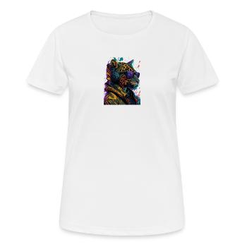 DJ néon léopard avec casque et lunettes - T-shirt respirant Femme - blanc - Devant - AI Model Female 172 dark (172cm)