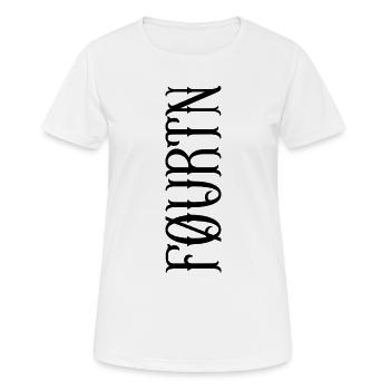 Logo vertical FØURTN – Identité streetwear - T-shirt respirant Femme - blanc - Devant - AI Model Female 172 dark (172cm)