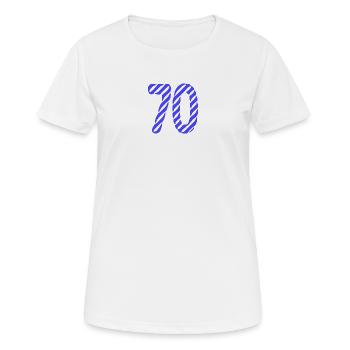 70. 70 ANS. 70e ANNIVERSAIRE. ANNIVERSAIRE 70 ANS. - T-shirt respirant Femme - blanc - Devant - AI Model Female 172 dark (172cm)