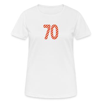 70. 70 ANS. 70e ANNIVERSAIRE. ANNIVERSAIRE 70 ANS. - T-shirt respirant Femme - blanc - Devant - AI Model Female 172 dark (172cm)