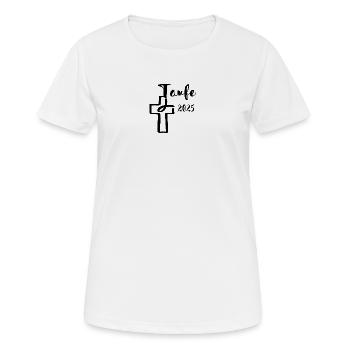 Taufe 2025 Fisch taucht in Kreuz Taufgeschenk - Frauen T-Shirt atmungsaktiv - Weiß - Vorne - AI Model Female 172 dark (172cm)