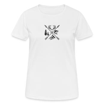 Abstrakte geometrische Strichkunst T-Shirt - Frauen T-Shirt atmungsaktiv - Weiß - Vorne - AI Model Female 172 dark (172cm)