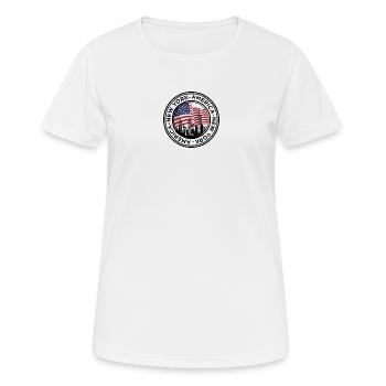 American Skyline with Flag Embrace - Women's Breathable T-Shirt - white - Front - AI Model Female 172 dark (172cm)