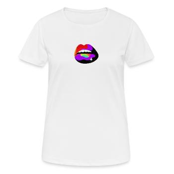 Kosmische Regenbogenlippen - Frauen T-Shirt atmungsaktiv - Weiß - Vorne - AI Model Female 172 dark (172cm)
