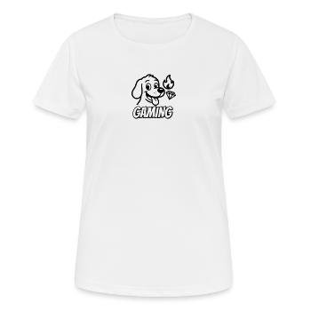 Gaming Schrif mit lustigem Hundemotiv und Icons - Frauen T-Shirt atmungsaktiv - Weiß - Vorne - AI Model Female 172 dark (172cm)