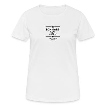 Schwarz Rot Gold – Eine Fußball Nation Shirt - Frauen T-Shirt atmungsaktiv - Weiß - Vorne - AI Model Female 172 dark (172cm)