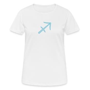 Schütze Tierkreiszeichen Pastel Blau - Frauen T-Shirt atmungsaktiv - Weiß - Vorne - AI Model Female 172 dark (172cm)
