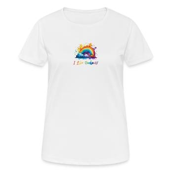 J’aime les arcs-en-ciel - T-shirt respirant Femme - blanc - Devant - AI Model Female 172 dark (172cm)
