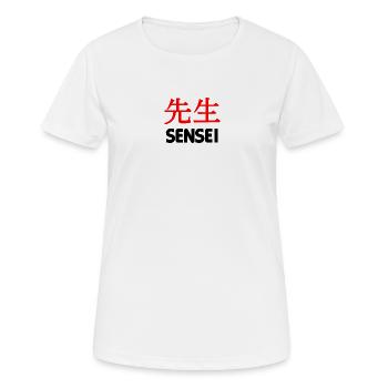 Enseignant ou maître en écriture kanji texte 'Sensei - T-shirt respirant Femme - blanc - Devant - AI Model Female 172 dark (172cm)