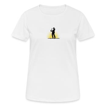 Saxofonist in Szene - Frauen T-Shirt atmungsaktiv - Weiß - Vorne - AI Model Female 172 dark (172cm)