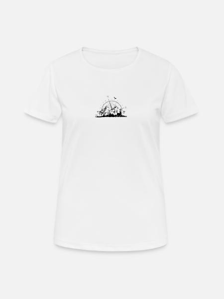 Rose des vents minimaliste Gris marine - T-shirt respirant Femme - blanc