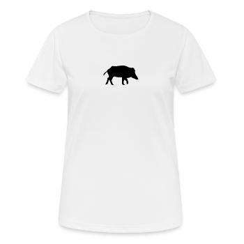Wildschwein - Frauen T-Shirt atmungsaktiv - Weiß - Vorne - AI Model Female 172 dark (172cm)