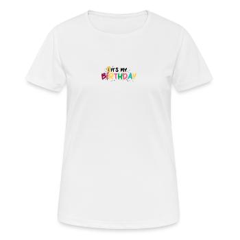 Birthday Burst: Bunte Buchstaben - Frauen T-Shirt atmungsaktiv - Weiß - Vorne - AI Model Female 172 dark (172cm)