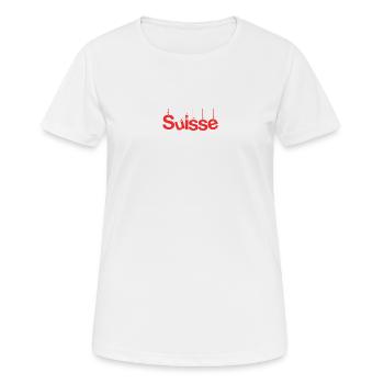 SCHWEIZ. LAND. GENF. SCHWEIZ. HUMOR. LAND - Frauen T-Shirt atmungsaktiv - Weiß - Vorne - AI Model Female 172 dark (172cm)