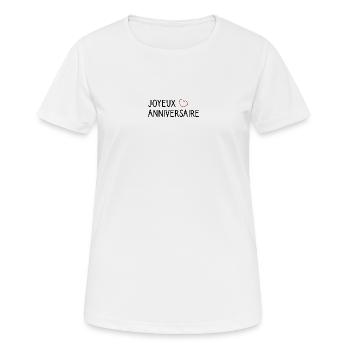HAPPY BIRTHDAY. HAPPY BIRTHDAY. - Women's Breathable T-Shirt - white - Front - AI Model Female 172 dark (172cm)