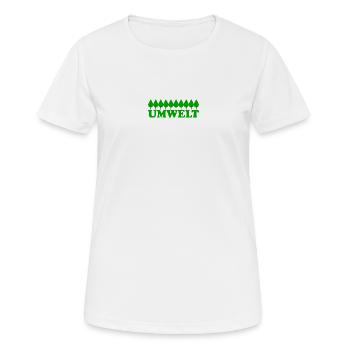 UMWELT - Frauen T-Shirt atmungsaktiv - Weiß - Vorne - AI Model Female 172 dark (172cm)
