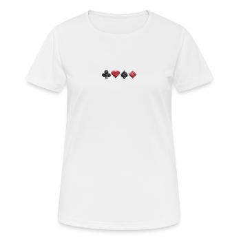 Kreuz Herz Pik Karo Quer Poker, Skat & Blackjack - Frauen T-Shirt atmungsaktiv - Weiß - Vorne - AI Model Female 172 dark (172cm)