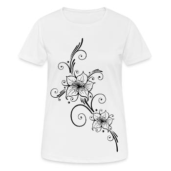 Lilies with floral filigree ornament - Women's Breathable T-Shirt - white - Front - AI Model Female 172 dark (172cm)