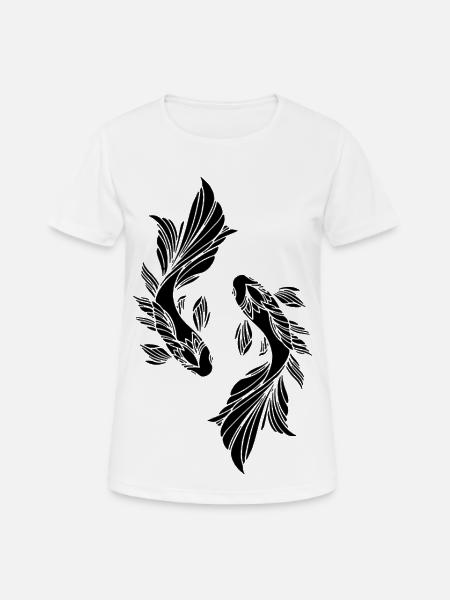 Zwei schwarze Fische - Frauen T-Shirt atmungsaktiv - Weiß