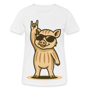Wild Boar Rocker - Women's Breathable T-Shirt - white - Front - AI Model Female 172 dark (172cm)