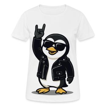 Rock'n'Roll Penguin - Women's Breathable T-Shirt - white - Front - AI Model Female 172 dark (172cm)