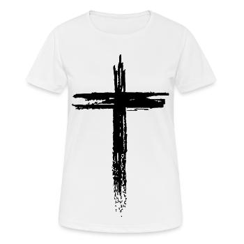 Kreuz - Frauen T-Shirt atmungsaktiv - Weiß - Vorne - AI Model Female 172 dark (172cm)