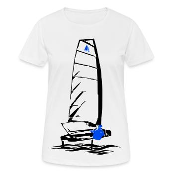 Foiling Moth Sailboat Foil Sailing Dinghy Moth - Women's Breathable T-Shirt - white - Front - AI Model Female 172 dark (172cm)