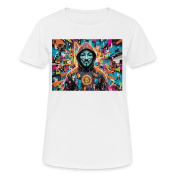 Bitcoin Bazooka - PopArt - Satoshi 3 - T-shirt respirant Femme - blanc - Devant - AI Model Female 172 dark (172cm)