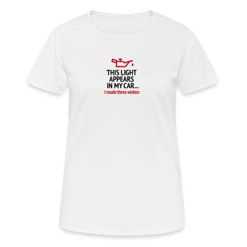 Drôle de mécanicien de voiture disant lampe à huile Voyant d’avertissement W - T-shirt respirant Femme - blanc - Devant - AI Model Female 172 dark (172cm)