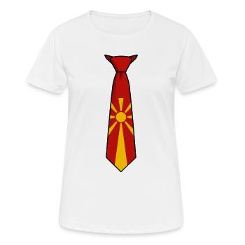 Macedonia Tie – Flaggendesign - Frauen T-Shirt atmungsaktiv - Weiß - Vorne - AI Model Female 172 dark (172cm)