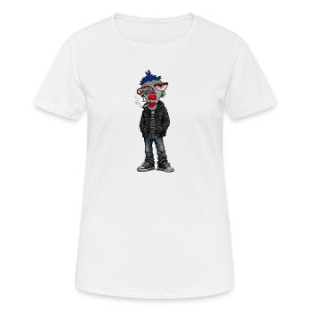 Kopfpunk: Blauer Mohikaner im Jeanslook - Frauen T-Shirt atmungsaktiv - Weiß - Vorne - AI Model Female 172 dark (172cm)