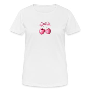Chemise Coquette Cherry Heart Bow - T-shirt respirant Femme - blanc - Devant - AI Model Female 172 dark (172cm)