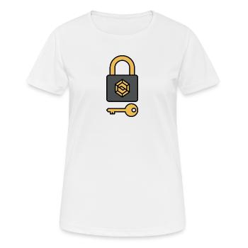 Sécurité des cryptomonnaies | Symbole de serrure et de clé - T-shirt respirant Femme - blanc - Devant - AI Model Female 172 dark (172cm)