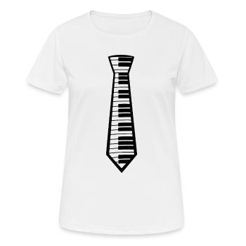Klavier Krawatte Piano Tastatur Musikmotiv - Frauen T-Shirt atmungsaktiv - Weiß - Vorne - AI Model Female 172 dark (172cm)