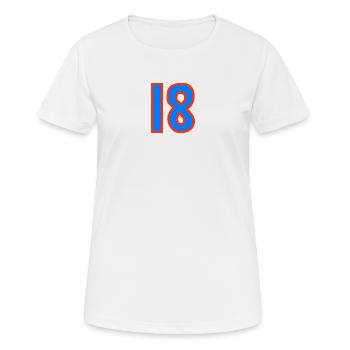 18. 18 ANS. 18e ANNIVERSAIRE. ANNIVERSAIRE 18 ANS. - T-shirt respirant Femme - blanc - Devant - AI Model Female 172 dark (172cm)