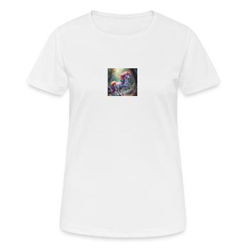Zauberhafter Regenbogen-Einhorn im Wald - Frauen T-Shirt atmungsaktiv - Weiß - Vorne - AI Model Female 172 dark (172cm)