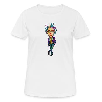 Portrait expressionniste coloré - T-shirt respirant Femme - blanc - Devant - AI Model Female 172 dark (172cm)