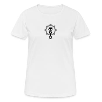 Piston moteur avec tête de mort & Roue à molaire - T-shirt respirant Femme - blanc - Devant - AI Model Female 172 dark (172cm)