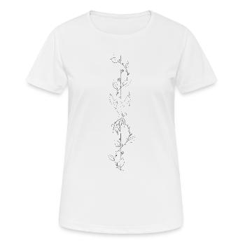 Phénix & lierre - Vigne symétrique | Ligne minimale - T-shirt respirant Femme - blanc - Devant - AI Model Female 172 dark (172cm)
