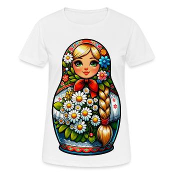 Matriochka en russe Matriochka Poupée Russe - T-shirt respirant Femme - blanc - Devant - AI Model Female 172 dark (172cm)