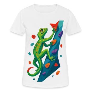 Bouldern Gecko Klettertier Klettern Echse Geschenk - Frauen T-Shirt atmungsaktiv - Weiß - Vorne - AI Model Female 172 dark (172cm)