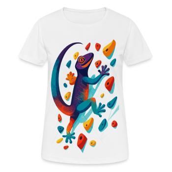 Bouldern Gecko Klettertier Klettern Echse Geschenk - Frauen T-Shirt atmungsaktiv - Weiß - Vorne - AI Model Female 172 dark (172cm)