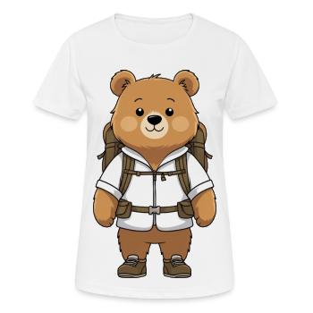 Abenteuerbär mit Rucksack - Frauen T-Shirt atmungsaktiv - Weiß - Vorne - AI Model Female 172 dark (172cm)